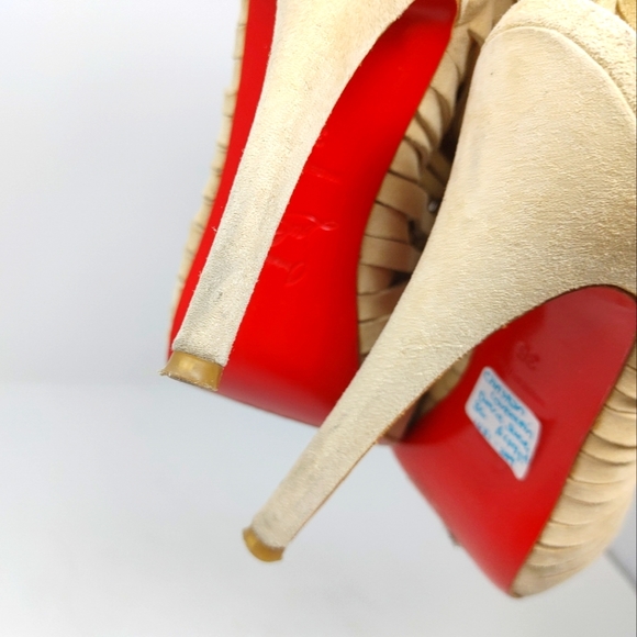 Christian Louboutin Deva Suede Fringe Tie Up Booties Size 36 - Picture 9 of 14